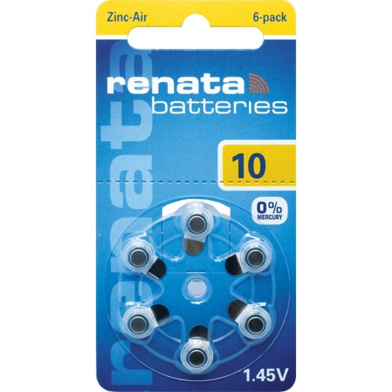 Батарейка Renata ZA10 (10A, AC230E/EZ, PR230H, PR70), 6 шт.