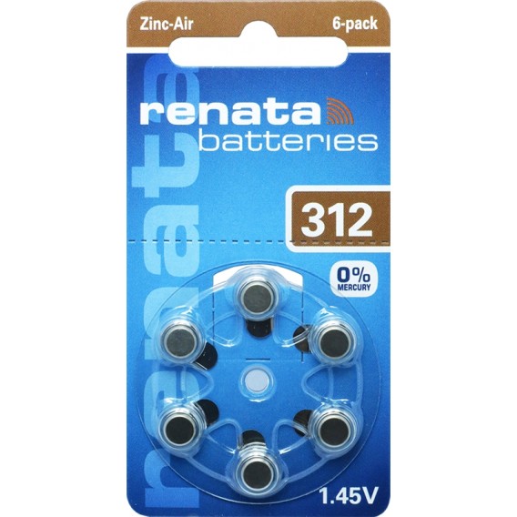 Батарейка Renata ZA312 (312A, AC312E/EZ, PR312H, PR41), 6 шт.