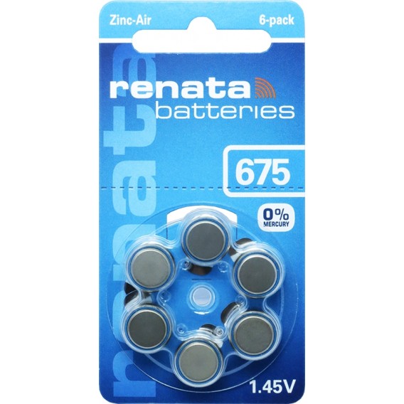 Батарейка Renata ZA675 (675A, AC675E/EZ, PR675H, PR44), 6 шт.
