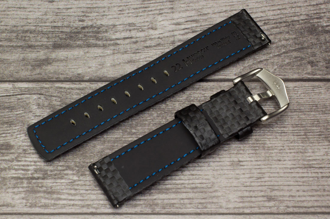 Ремешок для часов HIRSCH Carbon чёрный с красным швом